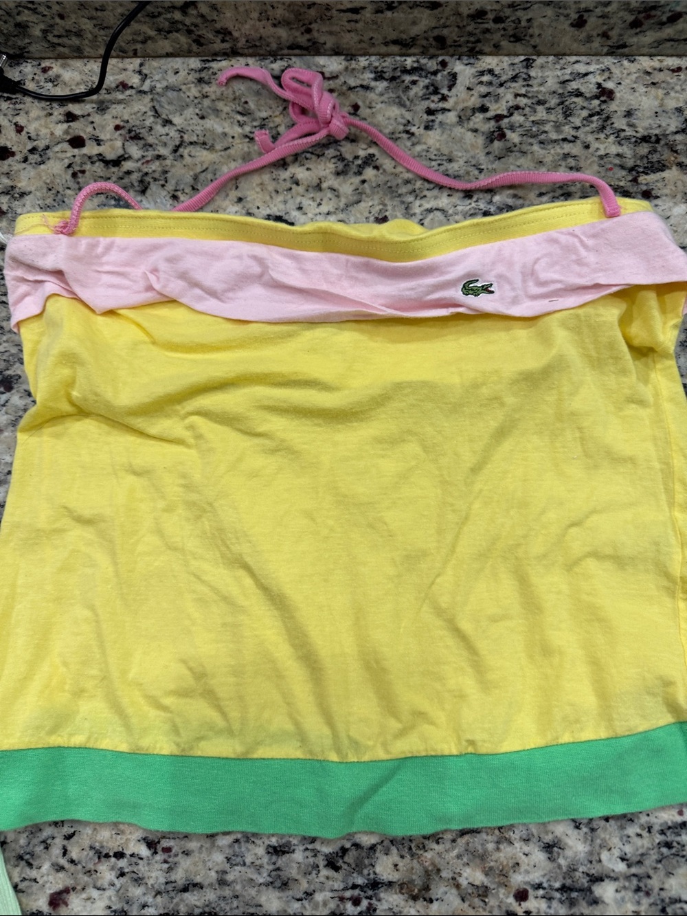 Lacoste Yellow Pink Green Colorblock Strapless Tube Top